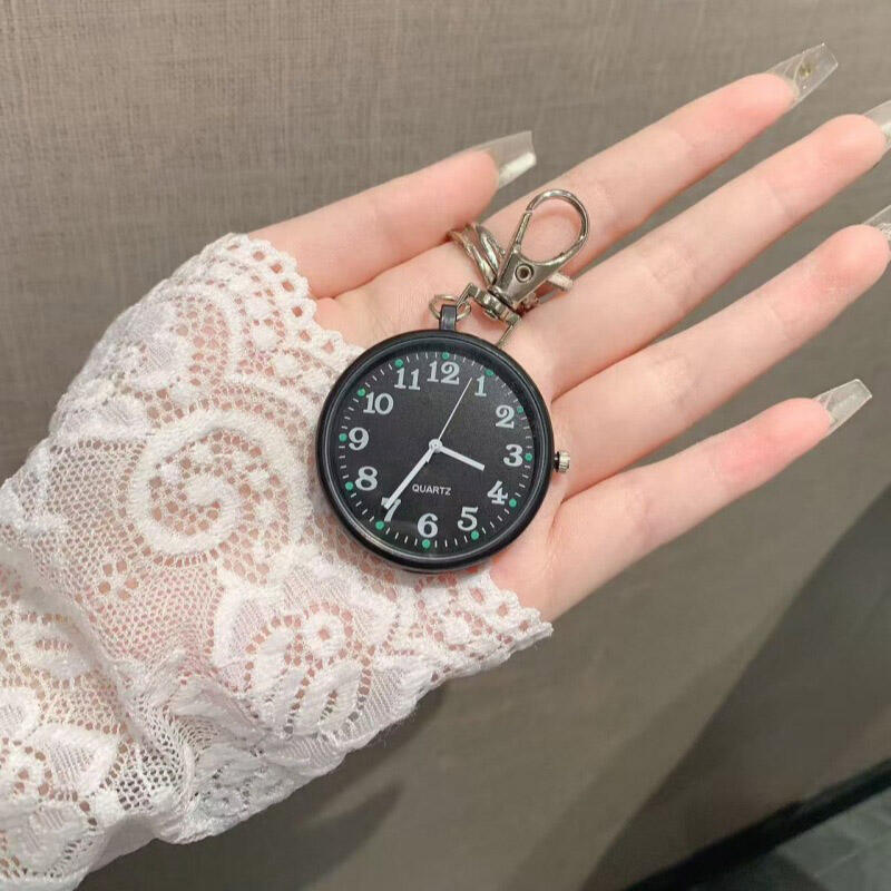 Analog Round Clock Keychain Bag Keyring DD-13352 black