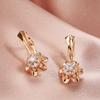 New  Rose Gold Crystal Flower Women Earrings Ring Sets Natural Zircon Earrings Trend Unusual Creative Wedding Jewelry