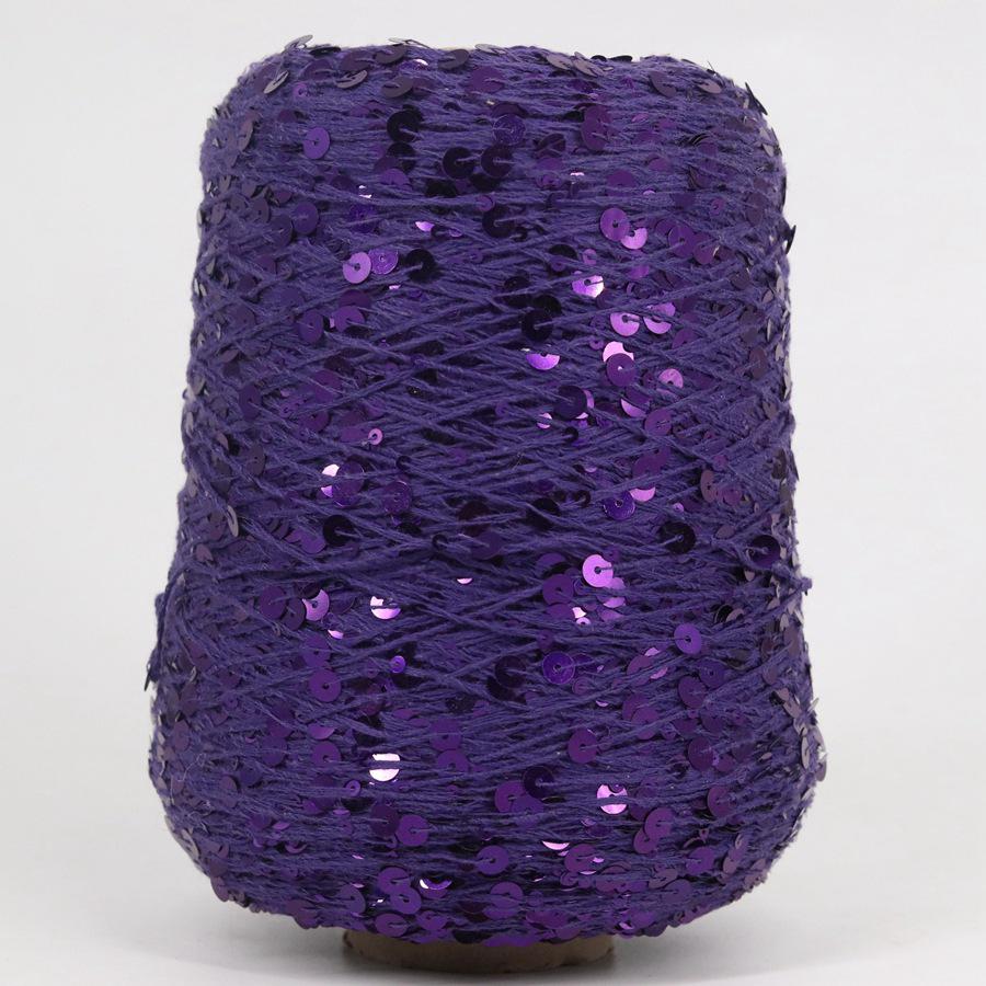 Hand-Knitted Bright Cotton Yarn with Sequins, 3MM+6MM, Combed and Fancy