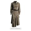 Personalized Tooling Style Two-piece Short Jacket Outer + High-waist Irregular Skirt Women's Suit