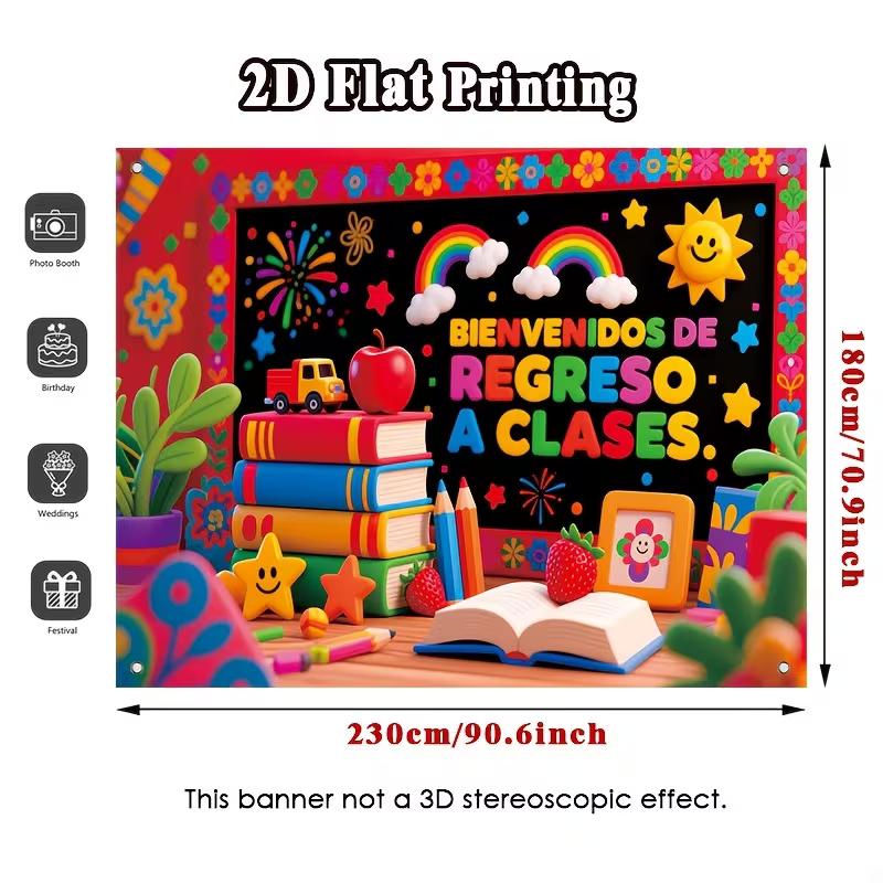 Bienvenidos De Regreso A Clases Backdrop, Spanish Back to School Banner