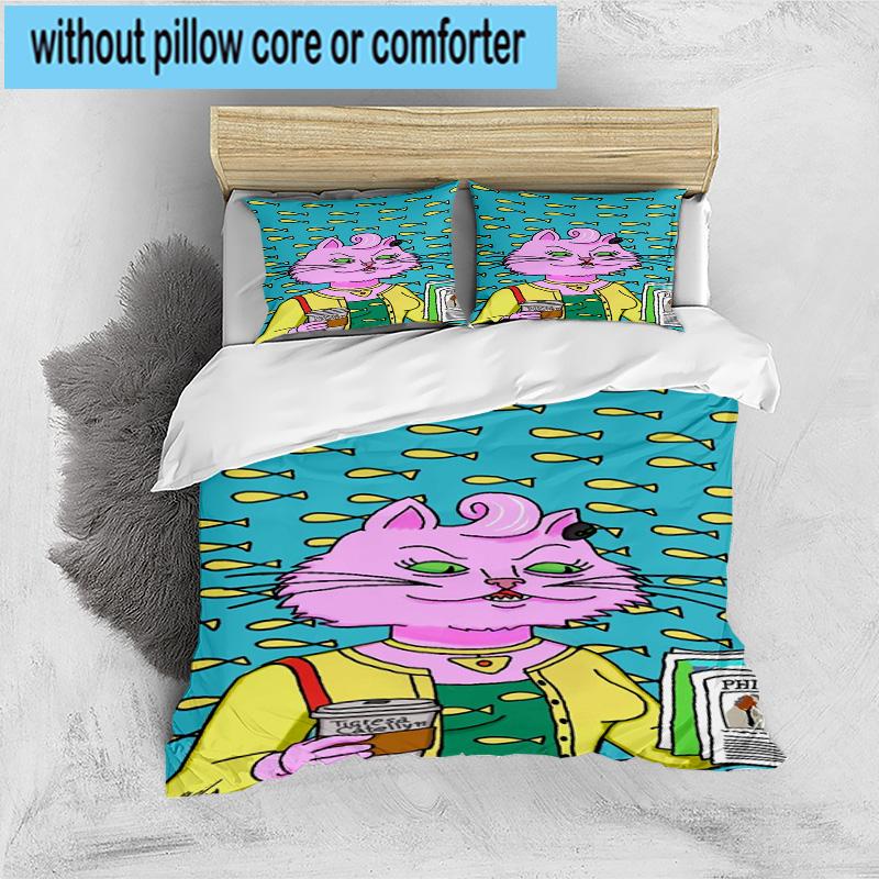 3PCS Pink Cat Man Horse 3pcs Bedding,Including 3PCS Duvet Cover And 2pcs Pillowcases Perfect for Christmas,Ideal for Bedroom, Dormitory