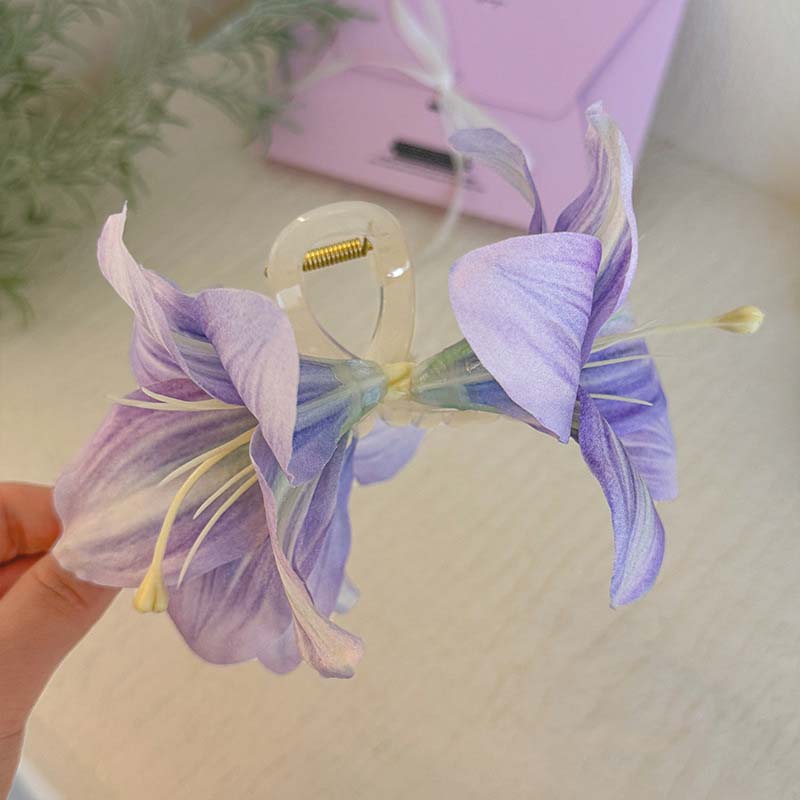 

Корейские заколки для волос в виде цветка лилии тай-дай для женщин, девушек, милые двусторонние цветочные зажимы-акулы, заколки для волос-крабы, аксессуары для волос