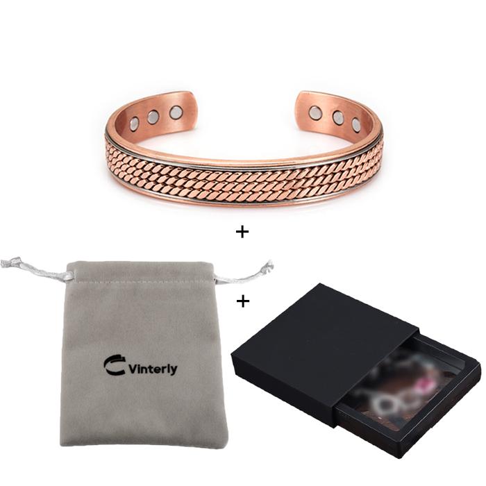 Vinterly Twisted Pure Copper Bracelet for Men Women Magnetic Therapy Adjustable 12mm Wide Health Energy Bangles Magnet Jewelry