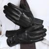 1pair Men's PU Leather Winter Autumn Driving Keep Warm Gloves Fleece Tactical Gloves Black Outdoor Sports Waterproof Mitten