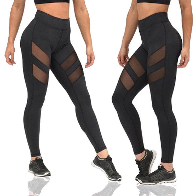 Women's High Waist Seamless Yoga Leggings with Mesh - Summer Fitness Pants