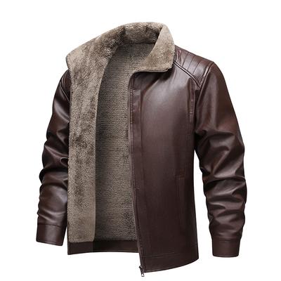 Jaquetas de Motociclista de Couro Sintético de Inverno Masculinas Com Forro de Pele Sintética Jaqueta Bomber Quente Casacos Vintage Roupas de Exterior Casuais Jaqueta de Couro PU para Homens