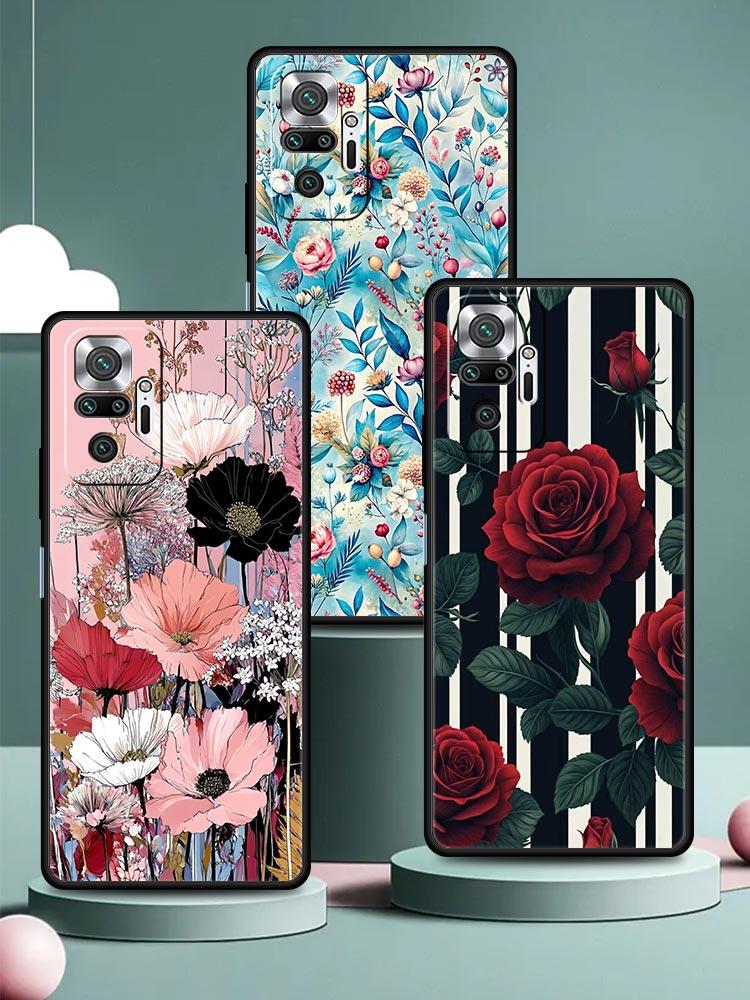 Oil Painting Flowers Pattern Design Phone Case Cover for Redmi 14C 10C Note 15 14 13 12 10 11 K40 Pro Plus 5G Soft TPU Shell