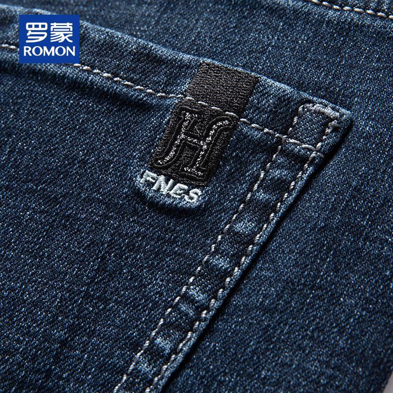 ROMON Men's Spring Autumn Casual Straight Fit Stretch Jeans
