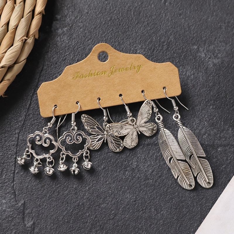 Earrings Set, Retro Handmade Tibetan Silver Earrings, Simple and Versatile Fringed Women's Ear Jewelry.