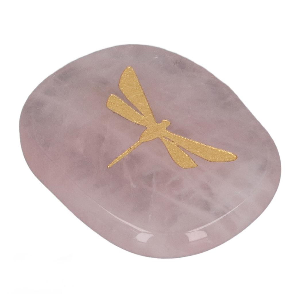 Worry Stone Gold Color Carved Dragonfly Sk Relaxing and Soothing Balance Stone