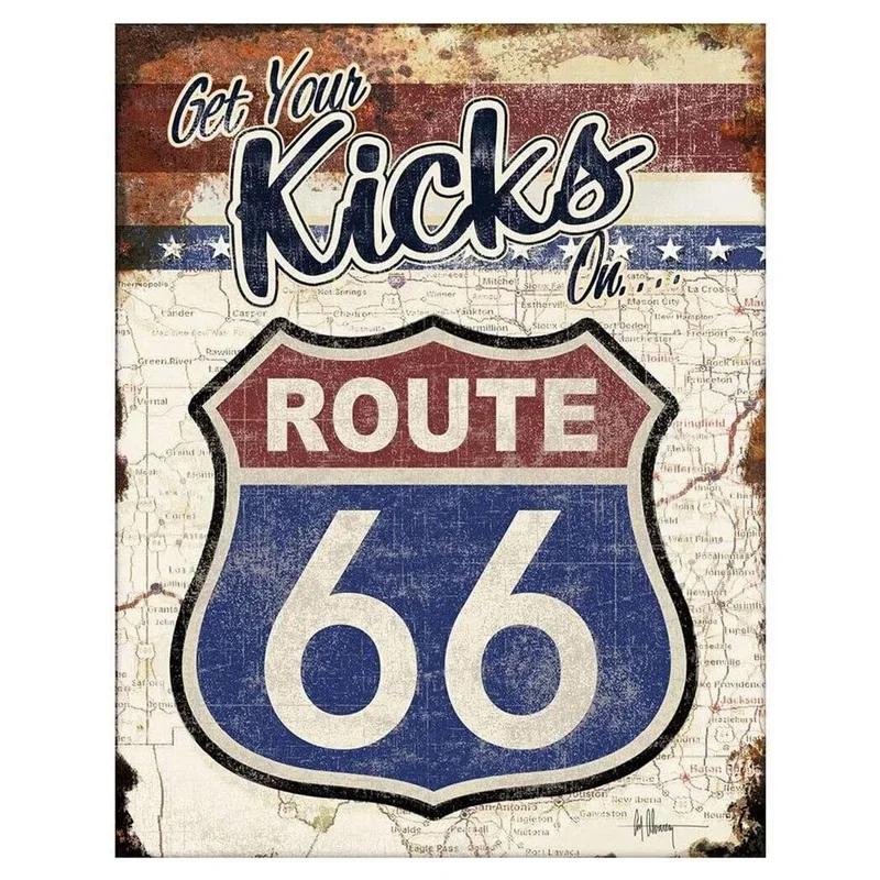 Vintage Historic Old Rout66 Tin Sign Metal Poster Wall Decor For Bar Restaurants Garage Workshop Cafe Club Plaque Man Cave Wall