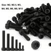 180-300pcs Black Hex Socket Screws 12.9 Grade High Tensile Alloy Steel M2 M3 Metric Bolts for Industrial Maintenance