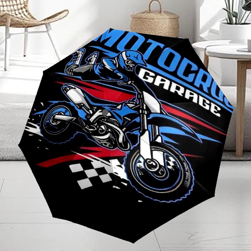 off road motorcycles Theme Automatic Umbrella, Lightweight & Portable, 8 Rib, Perfect for Outdoor Travel, Birthdays, Christmas, Gifts.