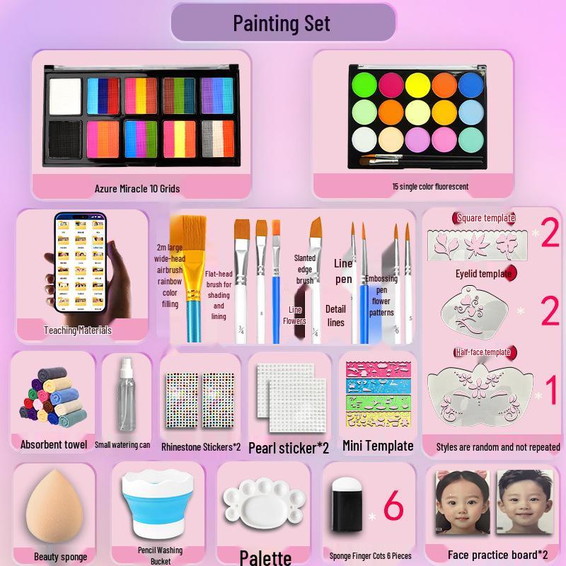 MengHui 12-Color Kids' Face Paint Set - Water-Soluble Body & Stage Makeup
