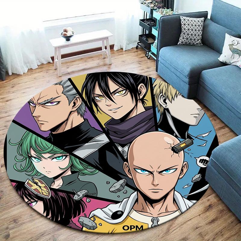 Onepunch Man Round Area Rug Carpet Rug For Living Room Bedroom Sofa Playroom Decor Nonslip Floor Mat