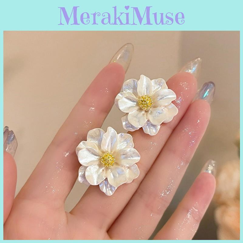 Drop Camellia Minimalist Earrings With Electroplated Finish For Decor Ladies