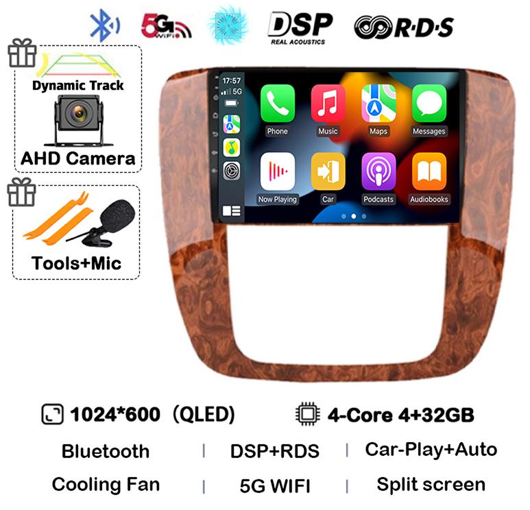 Android 14 Carplay Auto WIFI+4G For GMC Yukon Chevrolet Tahoe Suburban 2007-2012 GPS Car Radio Multimedia Video Player Stereo