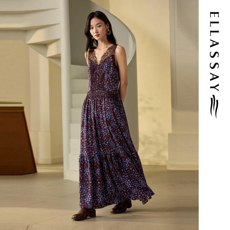 ELLASSAY 2025 Summer Jacquard V-Neck Midi Dress