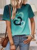 Fashion Heart Print Ombre Tee Fashionable Women's T-shirts Casual Round Neck Short Sleeve Tops Harajuku T-Shirt For Woman Summer