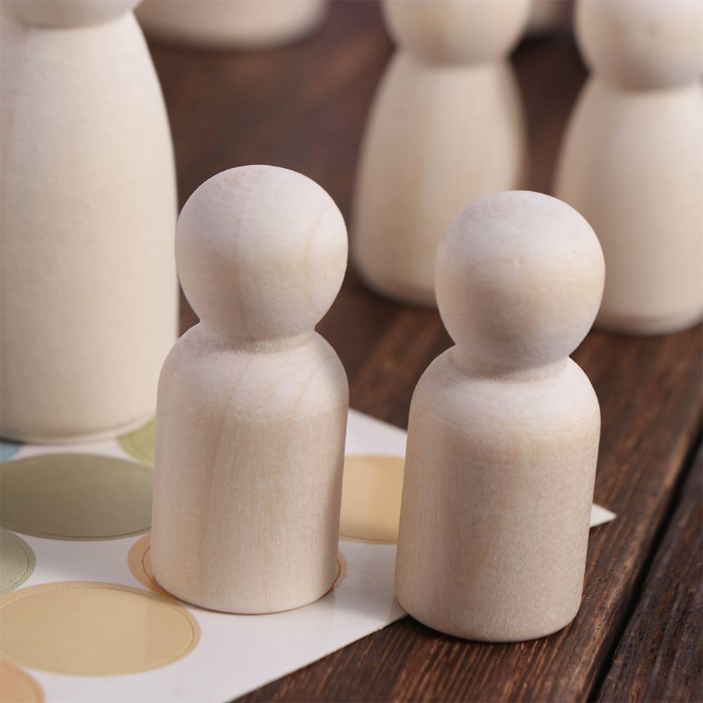 Female Blank Natural Wood Handmade Wooden Peg Doll Unpainted Figures Wedding Decoration Wood Crafts