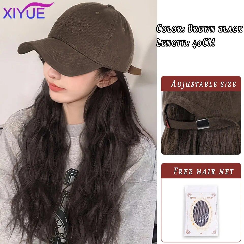 Kapelusz peruka kobiece długie włosy jednoczęściowy kobiecy fason leniwe lekko kręcone włosy czapka z daszkiem peruka pełne nakrycie głowy