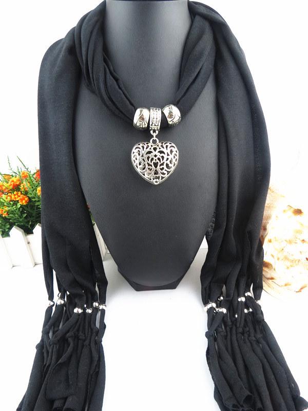 

Новая мода этнический полиэстер полотняного переплетения Tie dye кисточка полая двойной персиковый кулон ювелирные изделия шарф ожерелье женские цветные шарфы 180cmx40cm чёрный