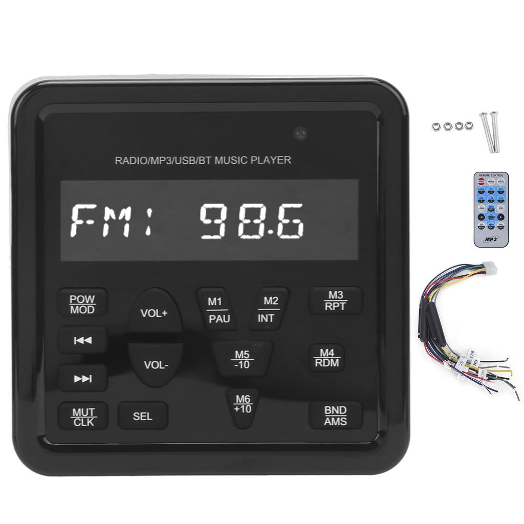 Bluetooth MP3 Player USB Radio Sound System IP66 Waterproof for Marine Boat Car RV Bathroom