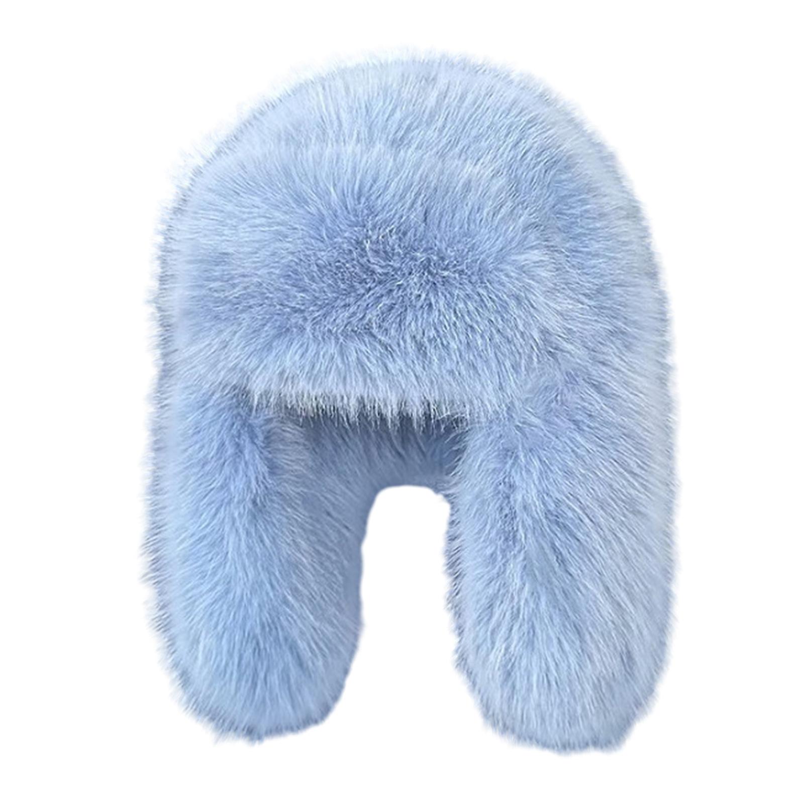 

Женская зимняя шапка-авиатор, шапка-ушанка с ушными клапанами, ветрозащитная, теплая женская бейсболка для катания на коньках, езды на велосипеде синий