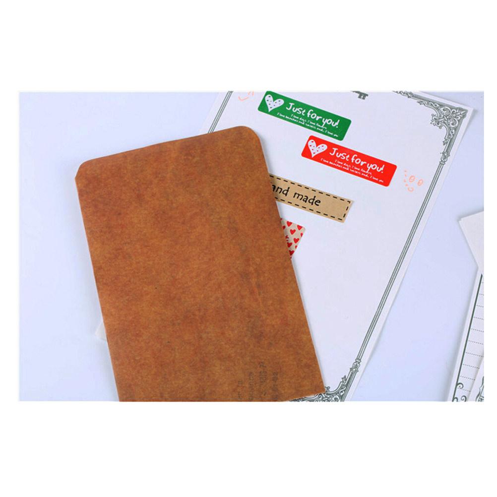10Pcs Smooth Writing Kraft Envelopes Retro Letter Pattern Brown Storage Envelopes for Postcards Photos Gift Cards Checks