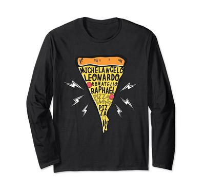 Teenage Mutant Ninja Turtles Pizza Slice Name Long Sleeve T-Shirt