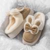Bow style, thick-bottomed cotton slippers, autumn and winter home indoor velvet, non-slip, warm and comfortable plush cotton mop