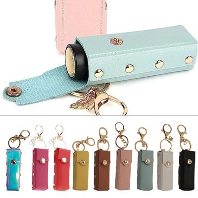 Lipstick Organizer Keychain Leather Lipstick Bag Chapstick Pendant for Women Portable Lip Gloss Case for Travel Backpack