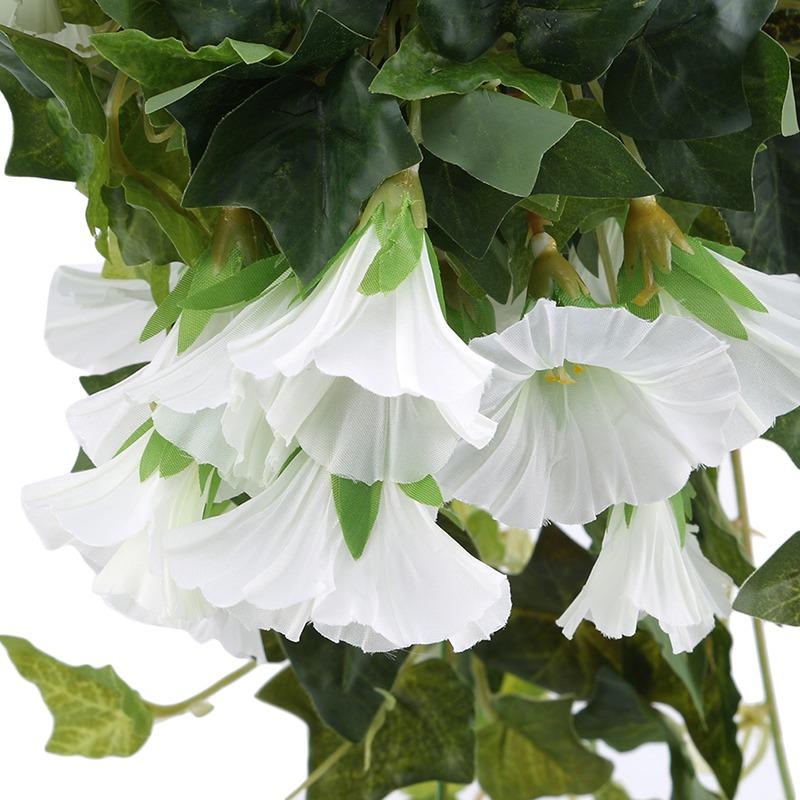 Artificial Morning Glory Trumpet Fake Plant Rattan Plastic Flower Wall Hanging Orchid Home Balcony Garden Outdoor Decor
