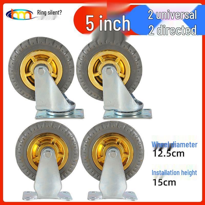 Schwerlast-Gummi-Lenkrollen mit Bremse - Doppelt gelagert, Größen 3/4/5 Zoll