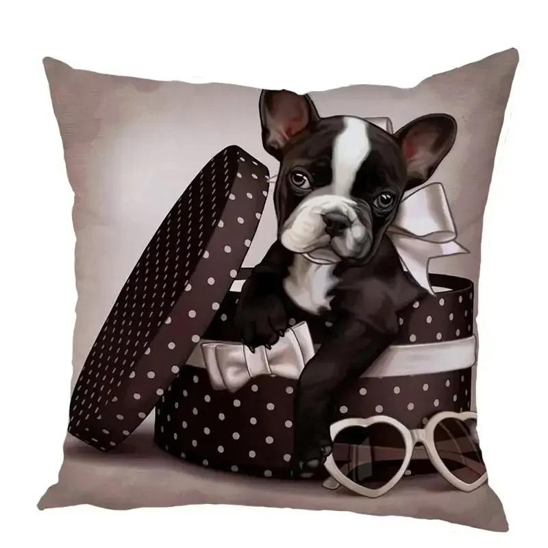 Color Cute Dog Square Pillow Cushion Cover Car Sofa Office Chair Peach Skin   Home Decoration Ornament