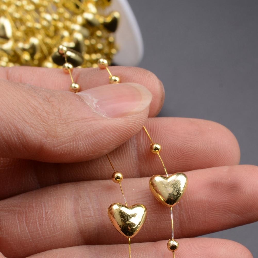 10m Filo da Pesca Catena di Perline a Forma di Cuore Decorazione per Matrimonio Festa di Natale (Oro)