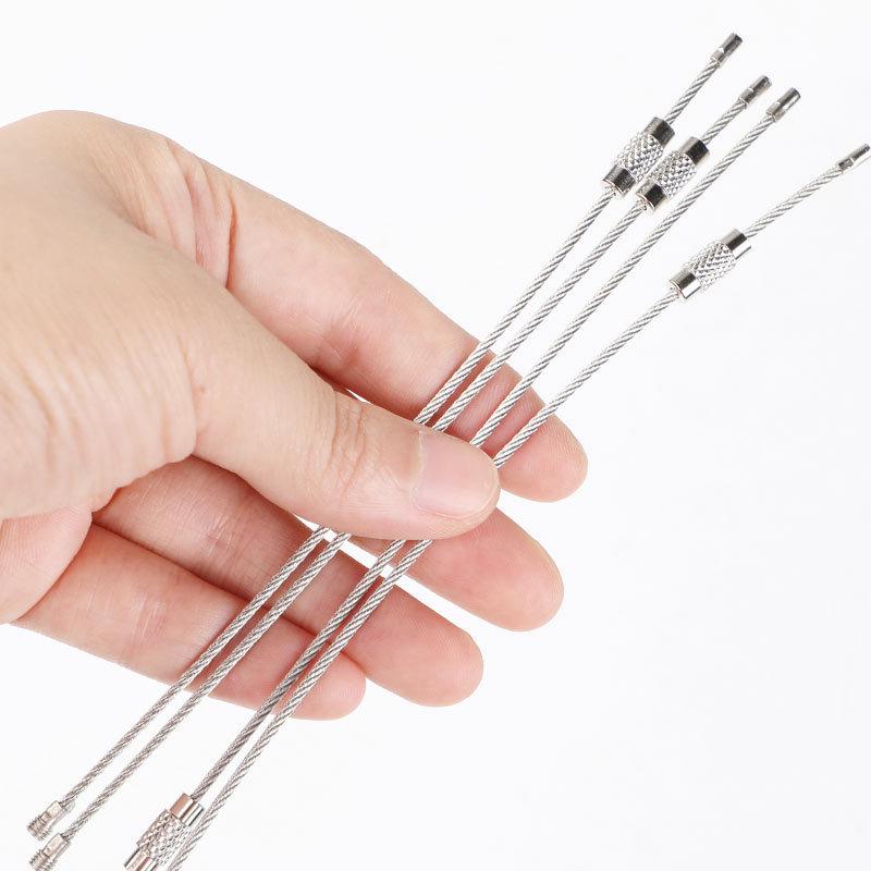 304 Stainless Steel 15cm Wire Rope Keychain Carabiner Connector