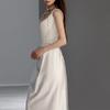 Retro Satin Light Wedding Dress - Simple Spaghetti Strap Gown with Small Train