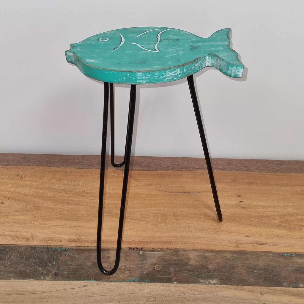 Fish Stand, Turquoise Albasia Wood