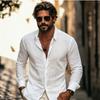 Men Loose Abstract Print Turn Down Collar Long Sleeve Casual Shirt