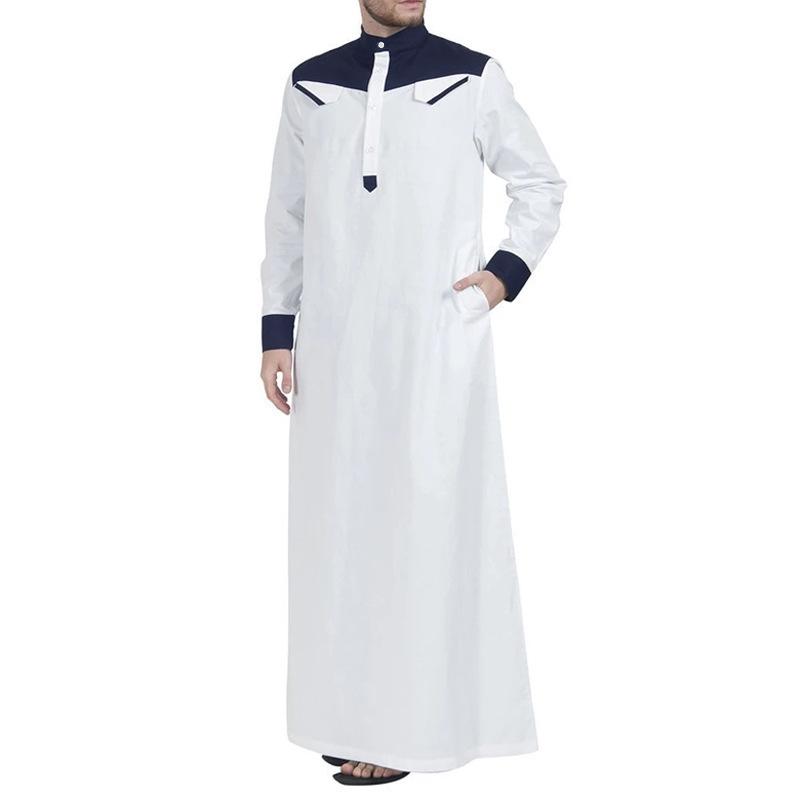 Dubai Islamic Men's Color Block Long Robe