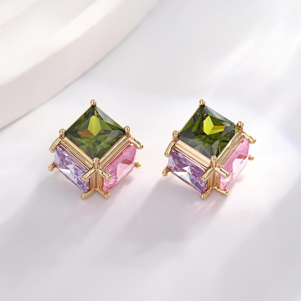 Zircon Drop Earrings With Glittering Lotus Water Drop Design For Women Summer