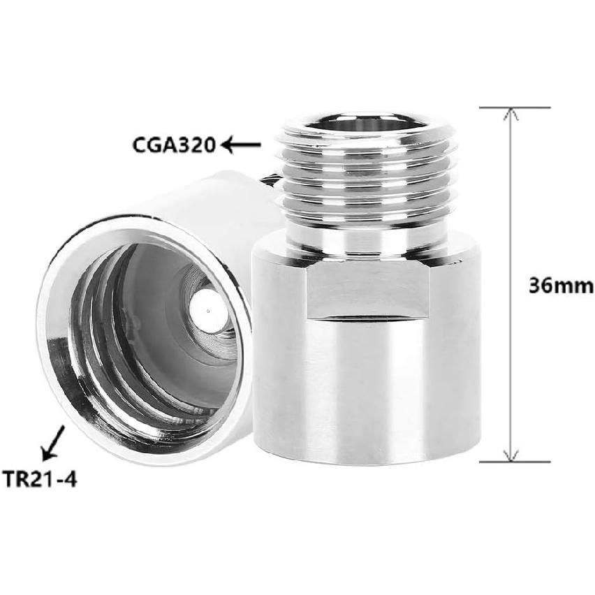 AYNEFY CO2 Cylinder Adapter with Gasket,Female Thread TR21‑4 To Male Thread CGA320 CO2 Refill Adapter CO2 Cylinder Connector for CO2 Bottle