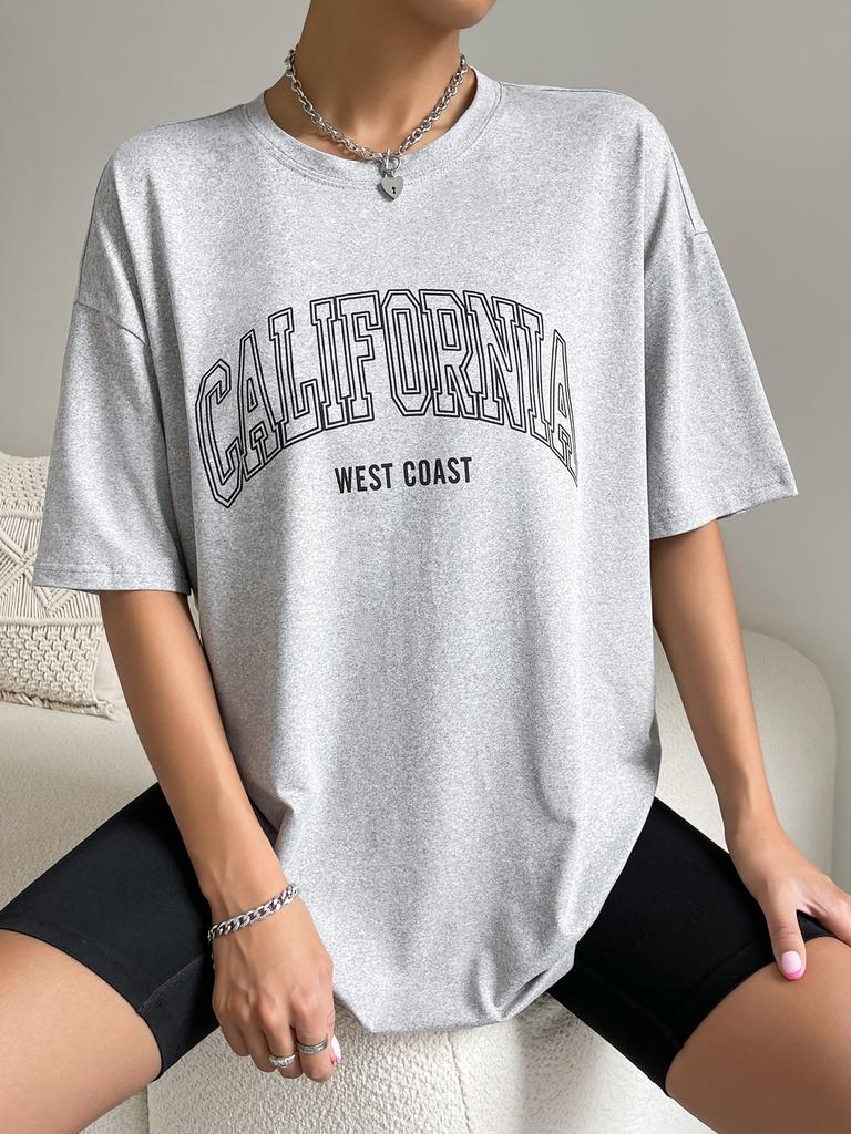 100 Cotton Womens TShirts California West Coast USA Letter Prints Tops Female Oversize Short Sleeve Tee Fashion Streetwear