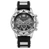 Men'S Atmospheric Three-Eye Silicone Strap Quartz Watch Large Dial
