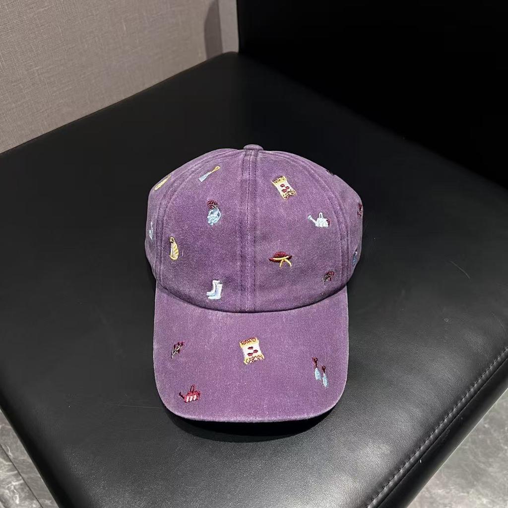 Korean Alphabet Embroidered Water Baseball Cap Children's Spring and Summer New Curved Brim Showing Face Small Outdoor Sunshade Cap