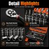 46/53PCS 1/4 Inch Drive Metric Socket Ratchet Wrench Set Extension Bar Hand Operated OEM Carbon Steel Tool Box Set Hard Case