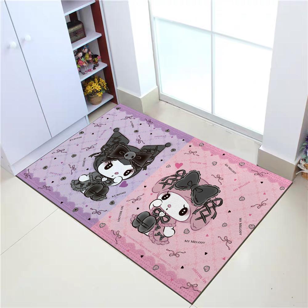 

Kuromi My Melody Carpet Living Room Mat Entrance Door Mats Welcome Home Kawaii Rug Absorbent Bathroom Rug Doormats Rugs Foot 40x60cm