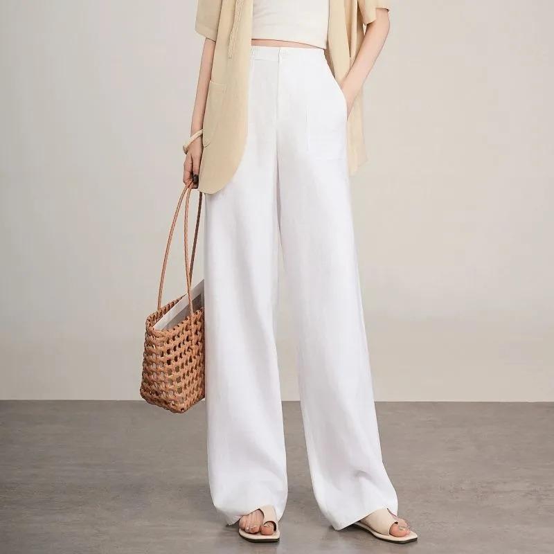 Women High Waist Linen Wide Leg Pants